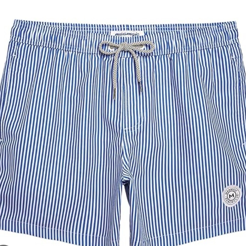 MaaMgic NEW Quick Dry Swim Trunks Shorts Blue Pockets Mesh Liner Men's Size XXL